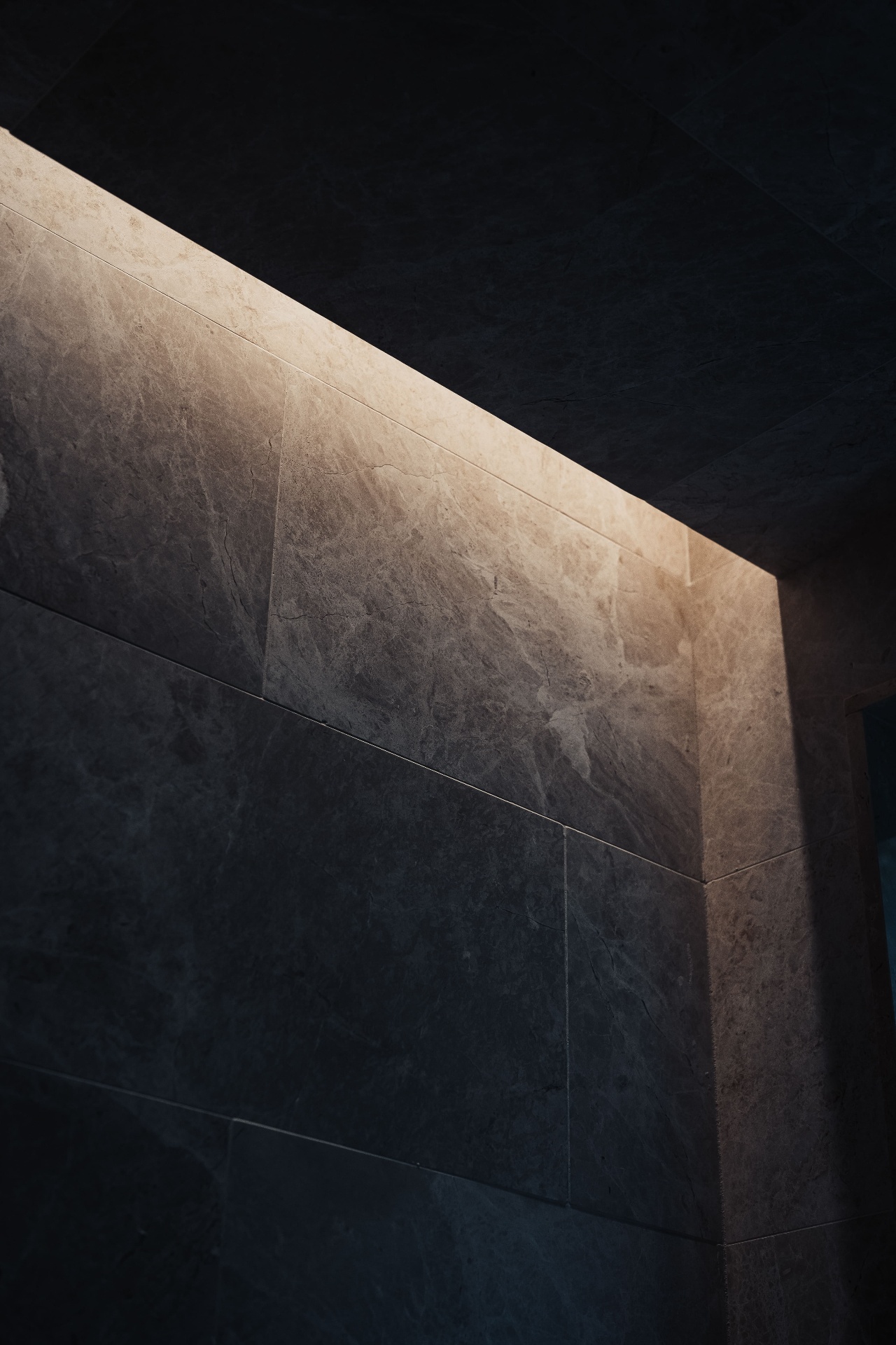 Marble wall with dramatic light strip detail